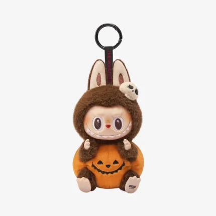Happy Halloween Labubu Party Series – Sitting Pumpkin Vinyl Plush Pendant