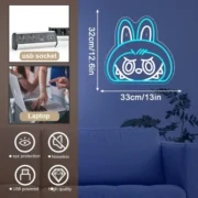 Labubu Cartoon Lab Neon RGB Edge Lit Blue LED Sign