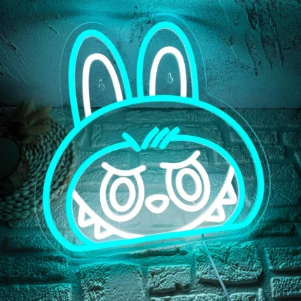 Labubu Cartoon Lab Neon RGB Edge Lit Blue LED Sign