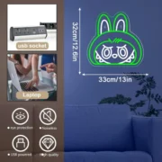 Labubu Cartoon Lab Neon RGB Edge Lit Green LED Sign