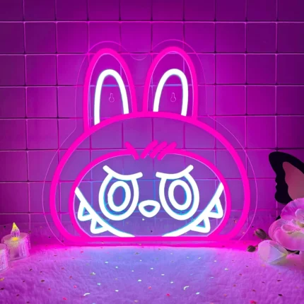 Labubu Cartoon Lab Neon RGB Edge Lit Pink LED Sign